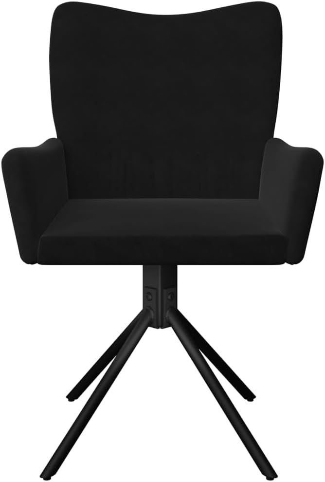 Swivel Dining Chairs Set of 2, Black Velvet Upholstered Modern Accent Chairs with 360 Degree Rotation for Kitchen Island, Dining Room, Home Office - Sturdy Metal Frame & Comfortable Padded Seat