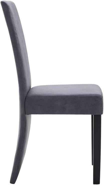 Modern Dining Chairs Set of 4 Gray Faux Suede Upholstery with Wooden Legs High Back Ergonomic Kitchen Furniture for Dining Room Living Room