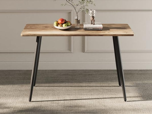 BROVAVE 47" Sturdy MDF Dining Table, Island Table with Metal Legs, Rustic Dining Tables with Non-Slip Pads for Kitchen, Wood
