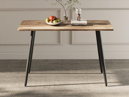 47" Sturdy MDF Dining Table, Island Table with Metal Legs, Rustic Dining Tables with Anti-Slip Pads for Kitchen Use, Wood