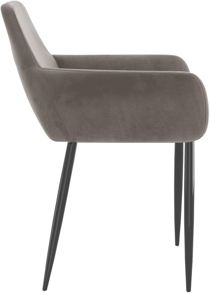 Light Gray Velvet Dining Chairs Set of 2, 22x22x30.7 in, Metal Legs, Ergonomic Back & Armrest for Dining Kitchen Living Bedroom Office