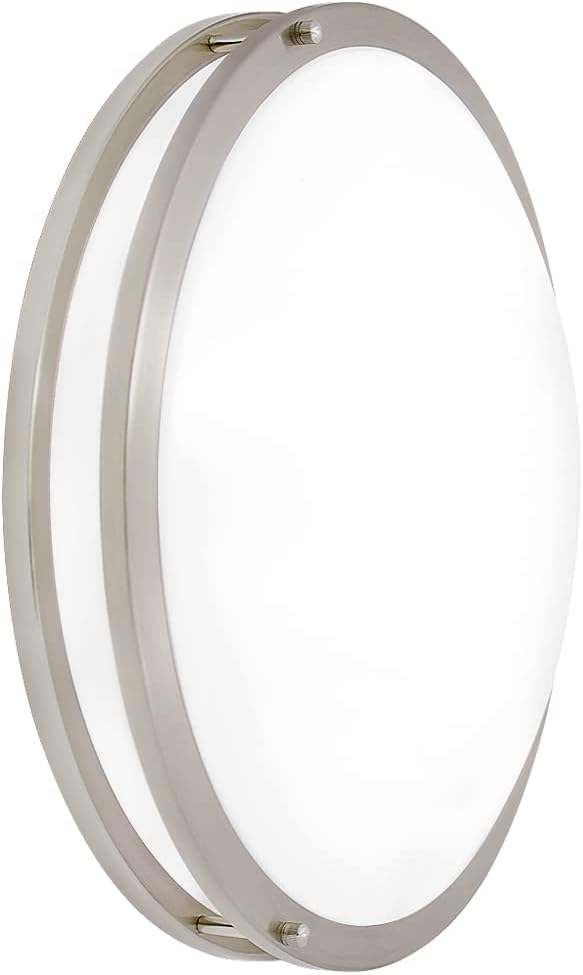 Maxxima 18" LED Flush Mount Ceiling Light Fixture - Satin Nickel Round Light, 2000 Lumens, 5 CCT 2700K/3000K/3500K/4000K/5000K, Dimmable Dual Ring Fixture, Perfect for Kitchen, Living Room, or Bedroom