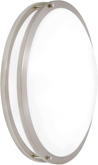 Maxxima 18" LED Flush Mount Ceiling Light Fixture - Satin Nickel Round Light, 2000 Lumens, 5 CCT 2700K/3000K/3500K/4000K/5000K, Dimmable Dual Ring Fixture, Perfect for Kitchen, Living Room, or Bedroom