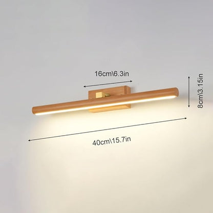 Wood Walnut Vanity Light Fixtures - LED Bath Sconces for Bathroom Over Mirror, Adjustable Brass Fittings, 4000K Natural White Light(Wood Color,40cm)