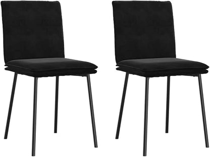 Modern Dining Chairs Set of 2 Black Velvet Upholstered Accent Chairs with Metal Frame for Kitchen Living Room Bedroom