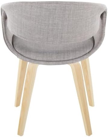 Upholstered Dining Chairs Set of 2, Kitchen Island Chairs with Grey Fabric Seat and Natural Bent Wood Legs for Dining Room Living Room Restaurant