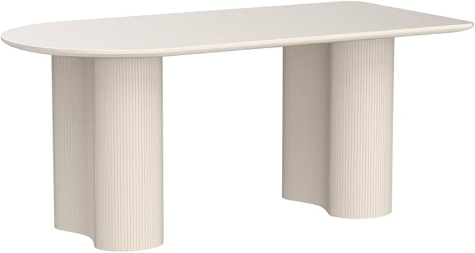 Guyii 55.11" Dining Table, Modern Kitchen Table for 6 People, Indoor Dining Table for Kitchen, Bar, Living Room, Small Space, White, Table Only