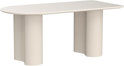 Guyii 55.11" Dining Table, Modern Kitchen Table for 6 People, Indoor Dining Table for Kitchen, Bar, Living Room, Small Space, White, Table Only
