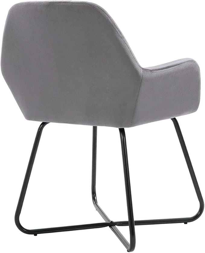 Modern Dining Chairs Set of 6 Grey Velvet Upholstered with Powder-Coated Steel Frame, Ergonomic Comfort for Dining Room Kitchen and Living Room Furniture