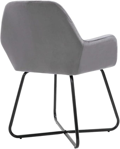 Set of 6 Grey Velvet Dining Chairs 24x24x33 in Powder-Coated Steel Frame Modern Accent Seat for Dining Room Kitchen Living Room Comedor