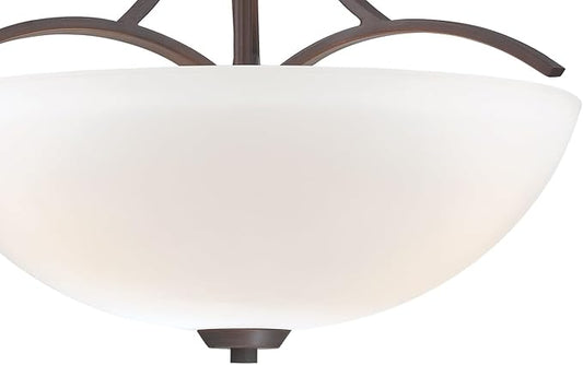 Minka Lavery 4962-284 Overland Park Semi-Flush, 3-Light, 300 Total Watts, 16.5-in H x 11.75-in W, Vintage Bronze