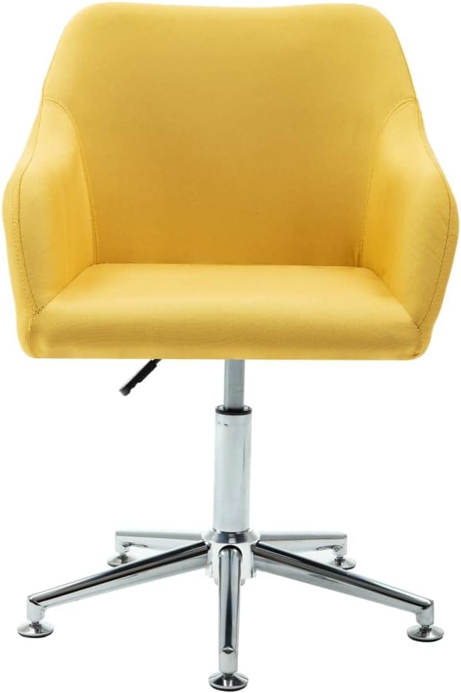 Swivel Dining Chairs 2 Pcs Yellow Fabric Adjustable Height Modern Kitchen Chairs with 360-Degree Rotation for Living Room, Bedroom, Office