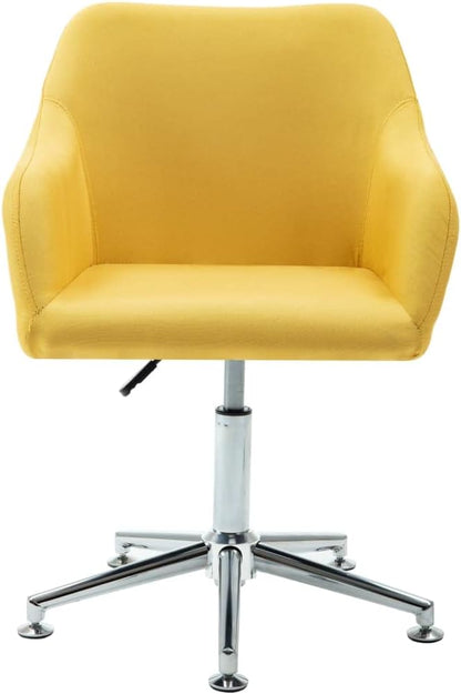 Swivel Dining Chairs 2 Pcs Yellow Fabric Adjustable Height Modern Kitchen Chairs with 360-Degree Rotation for Living Room, Bedroom, Office
