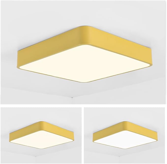 LED Ceiling Light Fixture,12 Inch Modern Square Recessed Ceiling Lights, Dimmable Light,24W Yellow Close to Ceiling Lighting Flush Mount Living Room Bedroom,3000K-6000K