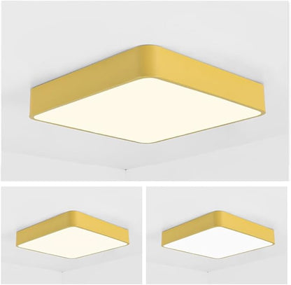 LED Ceiling Light Fixture,12 Inch Modern Square Recessed Ceiling Lights, Dimmable Light,24W Yellow Close to Ceiling Lighting Flush Mount Living Room Bedroom,3000K-6000K