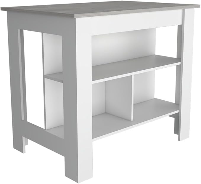 Modern Dining TableExpandable with Shelves Kitchen Island Counter Console Adjustable Sturdy Stable Easy Clean Luxury Living Decor,White