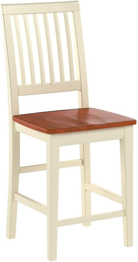 East West Furniture VNS-WHI-W Vernon Counter Height Bar Stool - Pub Height Wooden Chairs, Set of 2, Buttermilk & Cherry