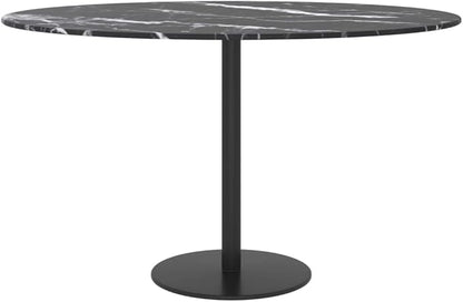 27.6" Round Tempered Glass Tabletop, Black Marble, Replacement Dining Desk, Easy-Wipe