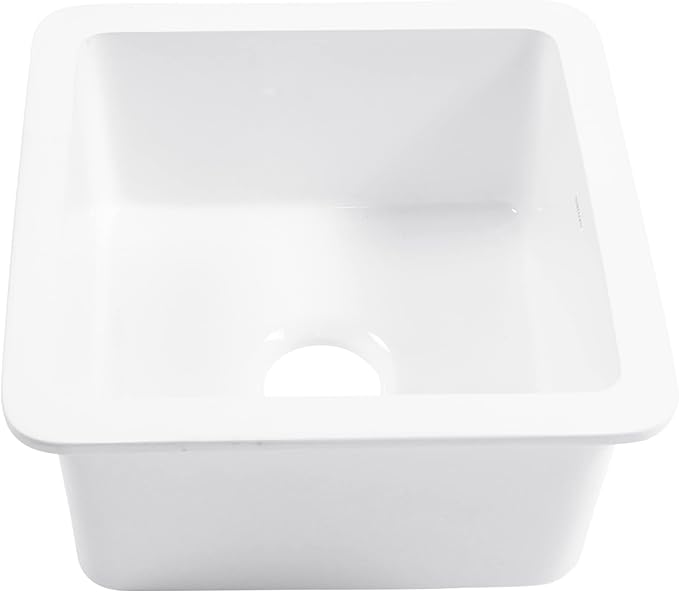 Sinkology Eden 18" White Fireclay Undermount Kitchen Sink, Undermount Installation, Surefire Finish