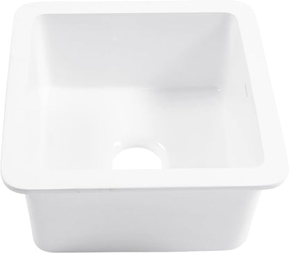 Sinkology Eden 18" White Fireclay Undermount Kitchen Sink, Undermount Installation, Surefire Finish