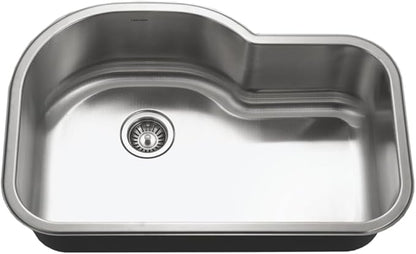 Houzer MH-3200 Medallion Gourmet Series Undermount Stainless Steel Offset Single Bowl Kitchen Sink