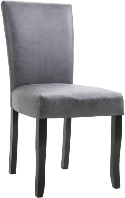 Modern Dining Chairs Set of 2 Gray Faux Suede Upholstery with Wooden Legs for Kitchen Dining Room and Living Room Furniture