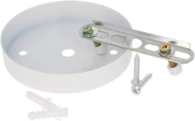 1Pcs Chandelier Canopy Kit, Bettomshin 10x2cm/3.94x0.79"(DxH) Iron Retro Ceiling Lighting Modern Canopy Kit Light Fixture Cover Plate with Hardware for Pendant Lighting Fixtures (White)