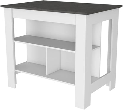 GOWE White and Onyx 2-Piece Kitchen Set, Kitchen Island and Wall Cabinet
