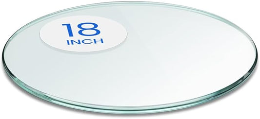 Dulles Glass 18 inch Round Glass Table Top - Tempered - 3/8" Thick Glass Surface, Safe Pencil Edge, Multipurpose for Dining Table, Patio, Coffee and End Table