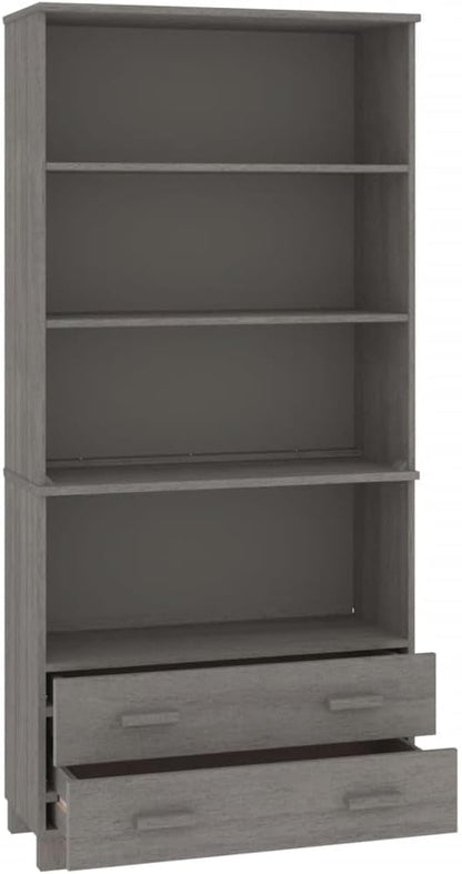 Highboard Set of 2, Light Grey Solid Pinewood MDF, Large Storage Cabinet for Living Room, Tall Buffet Cabinet with Sliding Doors Kitchen Furniture
