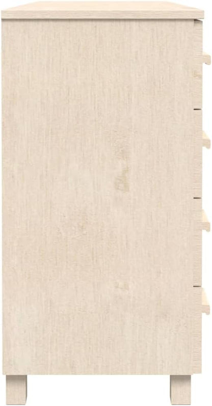 Honey Brown Pine Sideboard Buffet Cabinet 44.5" Wide 4-Drawer 2-Door Wine Bar Liquor Storage for Dining Room Living Room Entryway