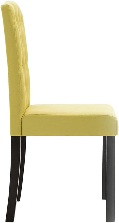 Set of 2 Modern Green Dining Chairs with Solid Rubberwood Legs 14.7 in Tall Comfortable Farmhouse Accent Seating for Dining Room Kitchen Living Room
