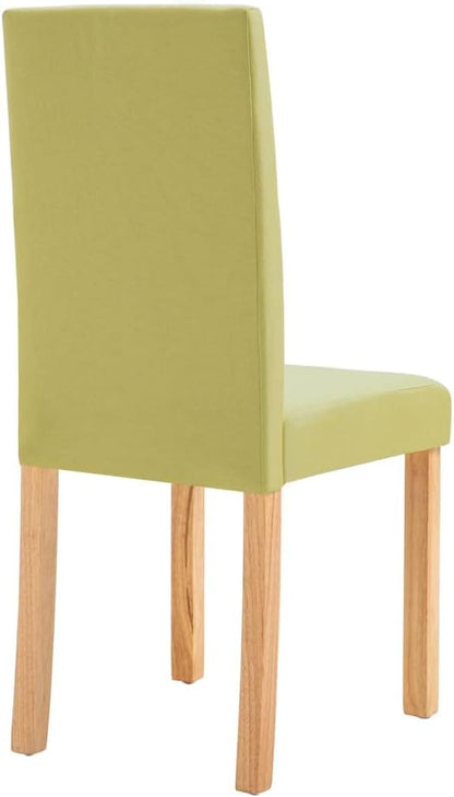 Dining Chairs 6 Pcs Green Fabric Upholstered Seating with Rubber Wood Frame, Soft Comfortable Modern Farmhouse Kitchen Chairs for Dining Room and Home Furniture