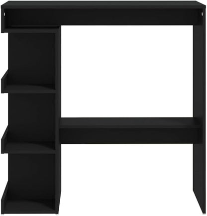 Bar Table Black Matte Bistro Style 4-Person Engineered Wood High Top with 3 Shelves for Kitchen Dining Room Apartment