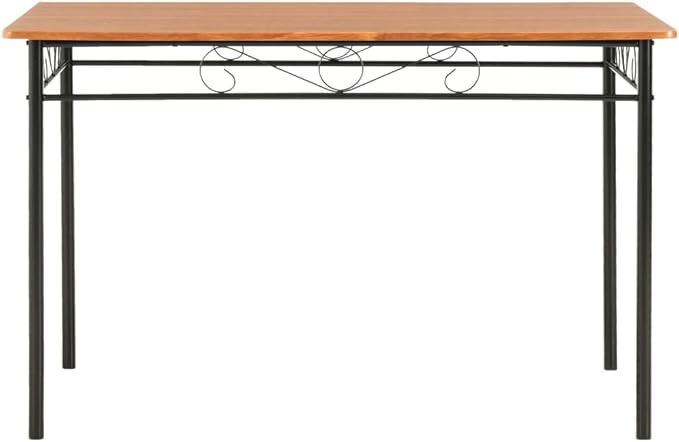 Sturdy Rectangular Dining Table Brown MDF Top Black Steel Frame Modern Industrial Kitchen Furniture for Dining Room Wood Dinner Piece Family Meals Easy Assembly 47.2" L x 27.6" W