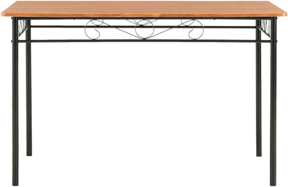 Sturdy Rectangular Dining Table Brown MDF Top Black Steel Frame Modern Industrial Kitchen Furniture for Dining Room Wood Dinner Piece Family Meals Easy Assembly 47.2" L x 27.6" W