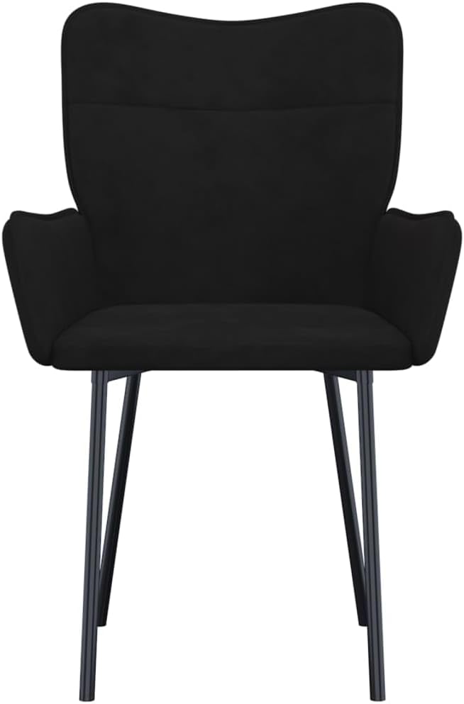 Dining Chairs 2 Pcs Black Velvet Modern Farmhouse Kitchen Chairs with Metal Frame, Ergonomic Backrest for Living Room, Dining Room, Bedroom Furniture