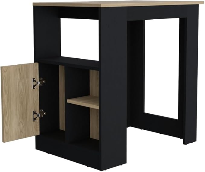 Kitchen Island Spacious Top Single-Door Cabinet Open Shelves Push-to-Open System for Meal Preparation Dining Organization Practical
