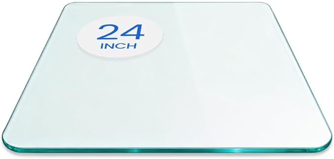 Dulles Glass 24 inch Square Glass Table Top - Tempered - 3/8" Thick Glass Surface, Safe Flat Polished, Radius Corners, Multipurpose for Dining Table, Patio, Coffee and End Table
