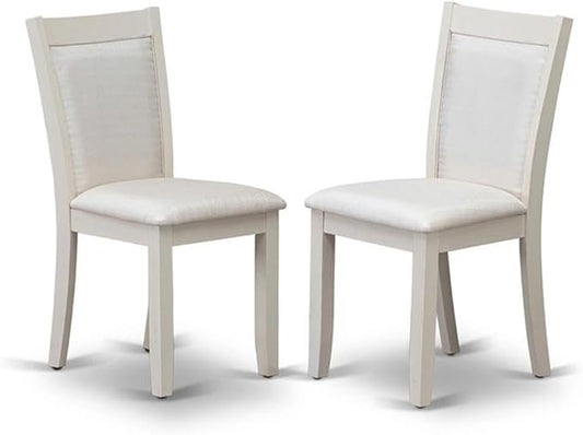 East West Furniture MZC0T01 Monza Parson Dining Chairs - Cream Linen Fabric Upholstered Chairs, Set of 2, Wirebrushed Linen White
