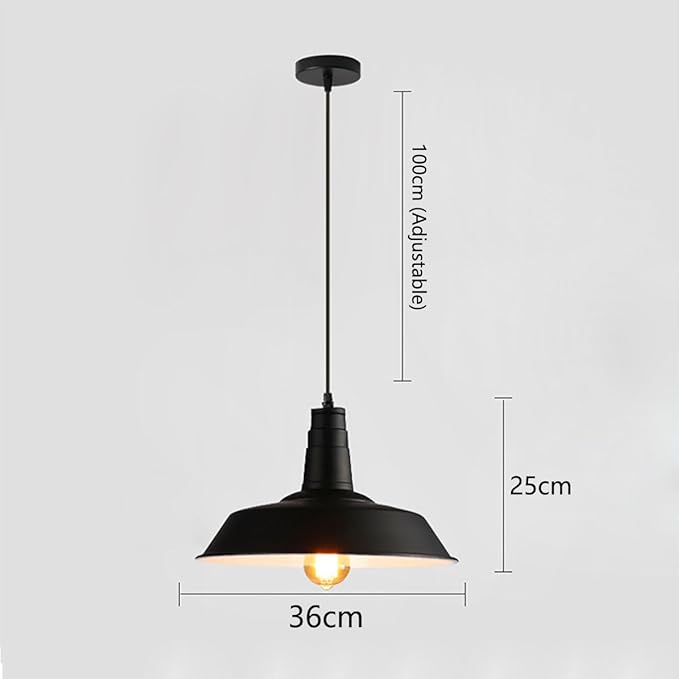 4 Pack Farmhouse Pendant Light Vintage Black, Kitchen Island Pendant Lighting 14 inch lampshade, Loft Metal Industrial Pendant Light, Adjustable Hanging E26 Light Fixtures, Bulbs Not Included