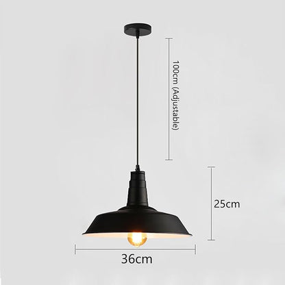 4 Pack Farmhouse Pendant Light Vintage Black, Kitchen Island Pendant Lighting 14 inch lampshade, Loft Metal Industrial Pendant Light, Adjustable Hanging E26 Light Fixtures, Bulbs Not Included