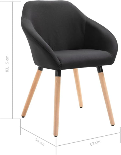 Set of 6 Black Fabric and Solid Wood Dining Chairs Ergonomic Design Modern Style for Dining Room Kitchen Living Room Furniture
