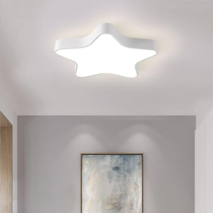 LED Ceiling Light Fixture, Modern Pentagram Recessed Ceiling Lights, 3000K-6000K Dimmable Light, Close to Lighting Flush Mount Living Room Pendant Lamps (White, 24inch)