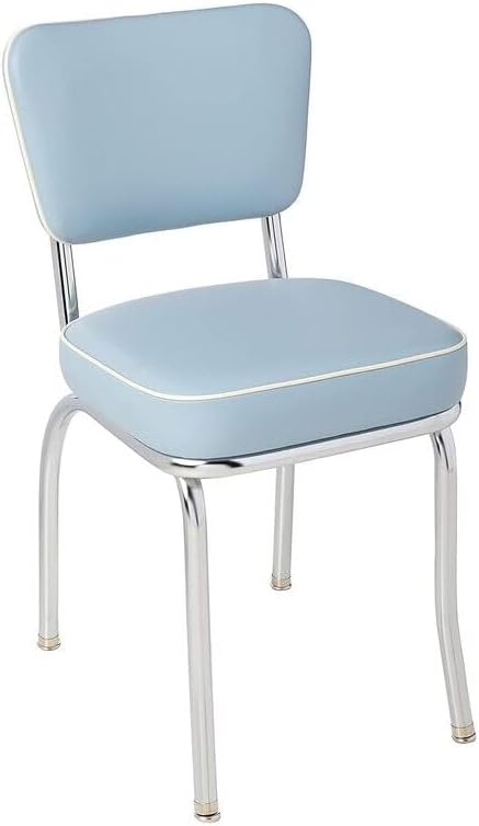 HomeStock Diner Chair - Vinyl Seat, Chrome Frame - Fully Assembled Bistro Kitchen Chair Bristol Blue
