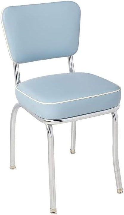 HomeStock Diner Chair - Vinyl Seat, Chrome Frame - Fully Assembled Bistro Kitchen Chair Bristol Blue