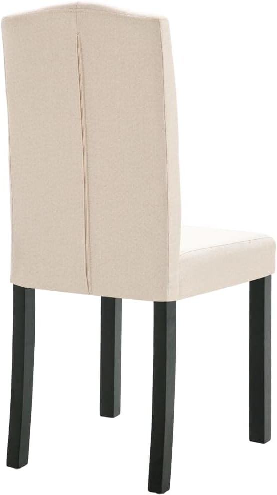 4-Piece Cream Fabric Dining Chairs Set with Rubber Wood Frame, Soft Upholstered Seats and Sturdy Farmhouse Design for Kitchen Dining Room