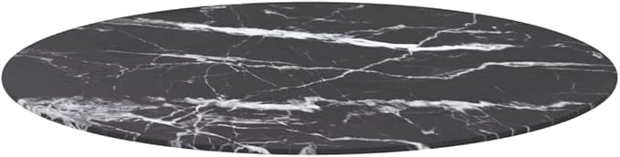 Round Black Marble Tempered Glass Table Top 35.4 in, Heat Safe Modern Dining or Coffee Surface for Indoor Outdoor Bistro Patio Kitchen