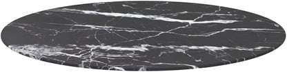 Round Black Marble Tempered Glass Table Top 35.4 in, Heat Safe Modern Dining or Coffee Surface for Indoor Outdoor Bistro Patio Kitchen