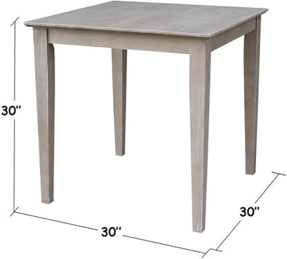 International Concepts Solid Wood Top Table - Dining Height, Washed Gray Taupe